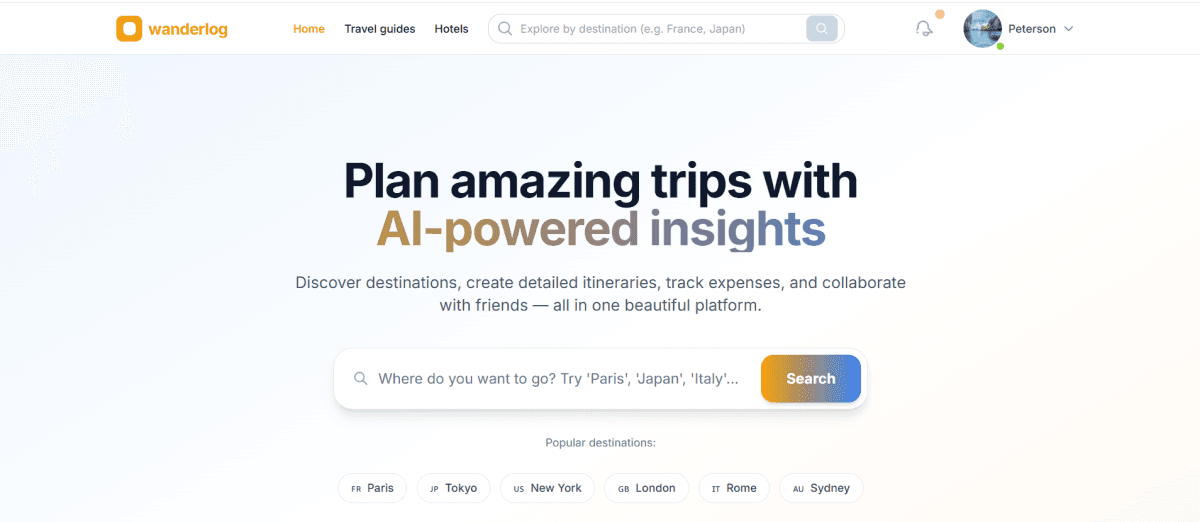 WanderLog — A MERN-Stack Travel Planner site